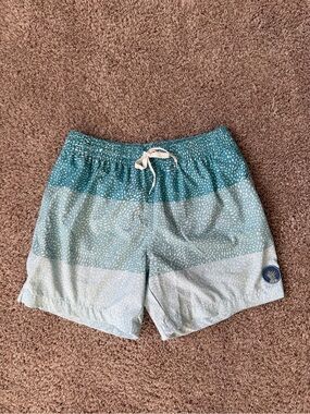 Chubbies Men’s 5.5” Swim Trunks Teal Blue White Print